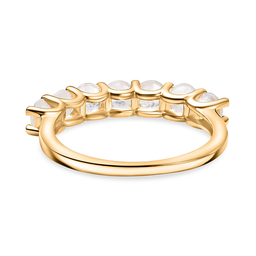 2 Piece Set -  Rainbow Moonstone Ring and Full Hoop Earring in 14K Yellow Gold Plated Sterling Silver 3.50 Ct.
