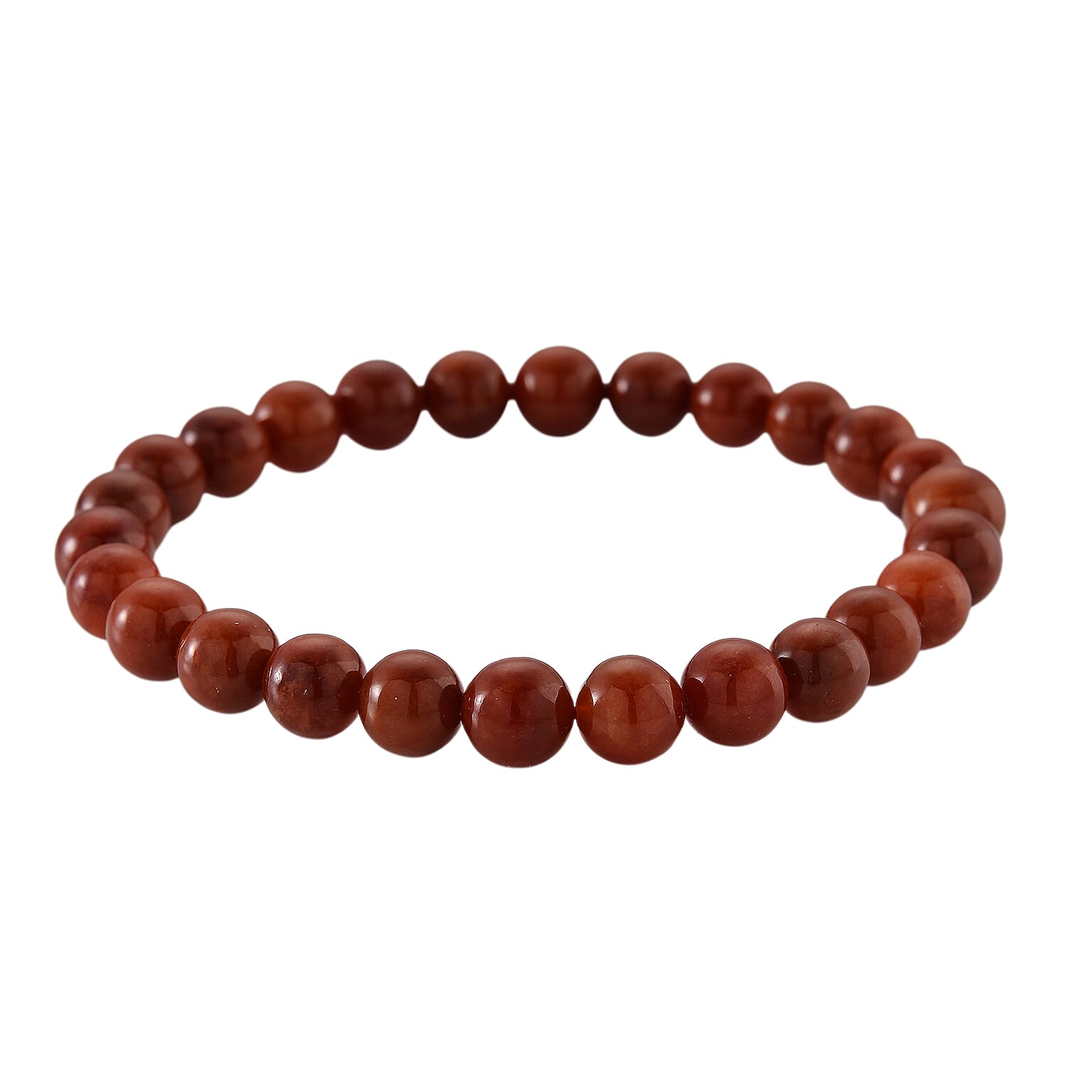 Enhanced Red Jade Beads Stretchable Bracelet (Size 7.5) &amp; Red Pen in Yellow Gold Plating 301.00 Ct. 4443480 5