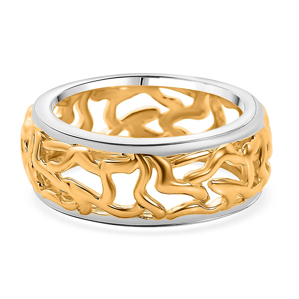 EverTrue 2 Piece Set - Ring (Size L) & Tree of Life Pendant with Chain (Size 20) in Yellow Gold Plated & Platinum Overlay