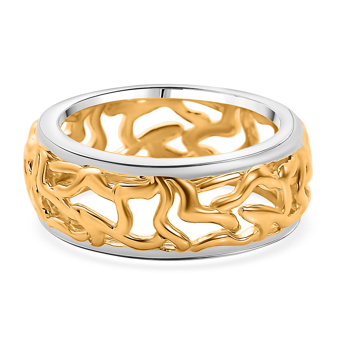 EverTrue 2 Piece Set of Band Ring &amp; Tree of Life Pendant with Chain (Size 20) in Yellow Gold Plated &amp; Platinum Overlay 4430290 4