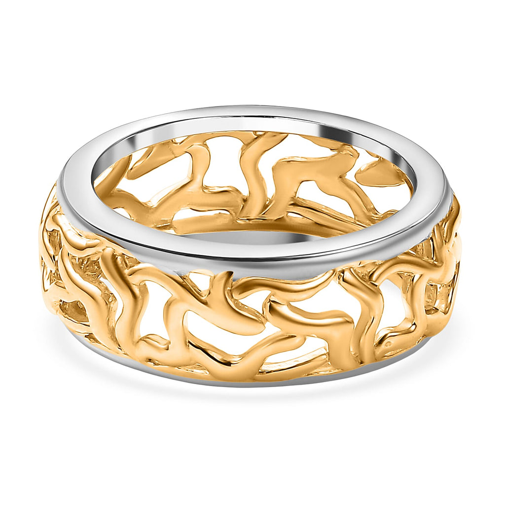 EverTrue 2 Piece Set - Ring (Size L) & Tree of Life Pendant with Chain (Size 20) in Yellow Gold Plated & Platinum Overlay