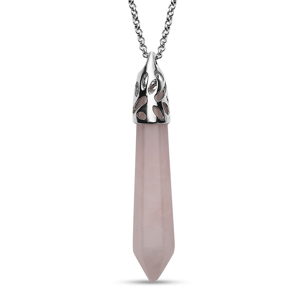 2 Piece Set - Rose Quartz Pendant with Chain (Size 20 with 2 inch Extender) and Earrings With Hook in Silver Tone 4074289 3