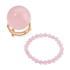 Natural Rose Quartz Set Of Sphere With Stand & Bracelet (Size 7.5 Strechable) 736.00 Ct.