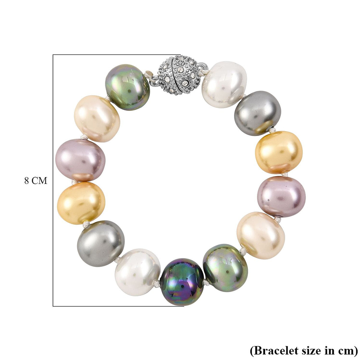 2 Piece Set - Multi Colour Shell Pearl Bracelet and Earrings in Stainless Steel 4128014 4