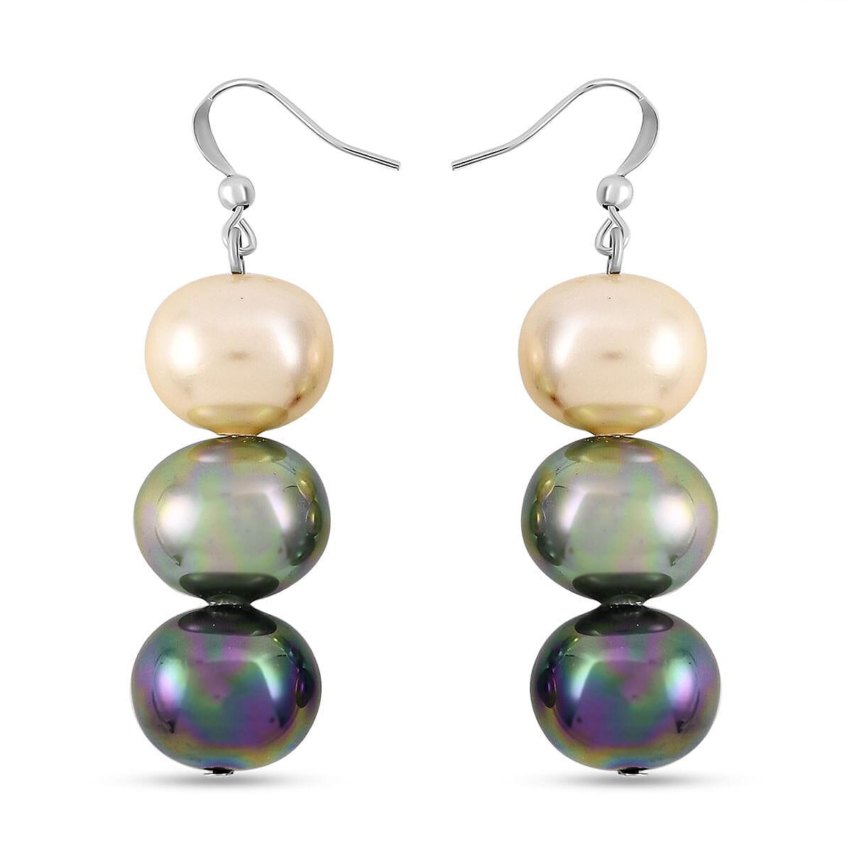 2 Piece Set - Multi Colour Shell Pearl Bracelet and Earrings in Stainless Steel 4128014 5