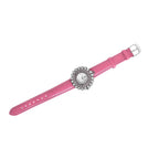 2 Piece Set - STRADA Japanese Movement Floral Design Water Resistant Watch with Pink Colour Strap and Pendant with Chain (Size 28)