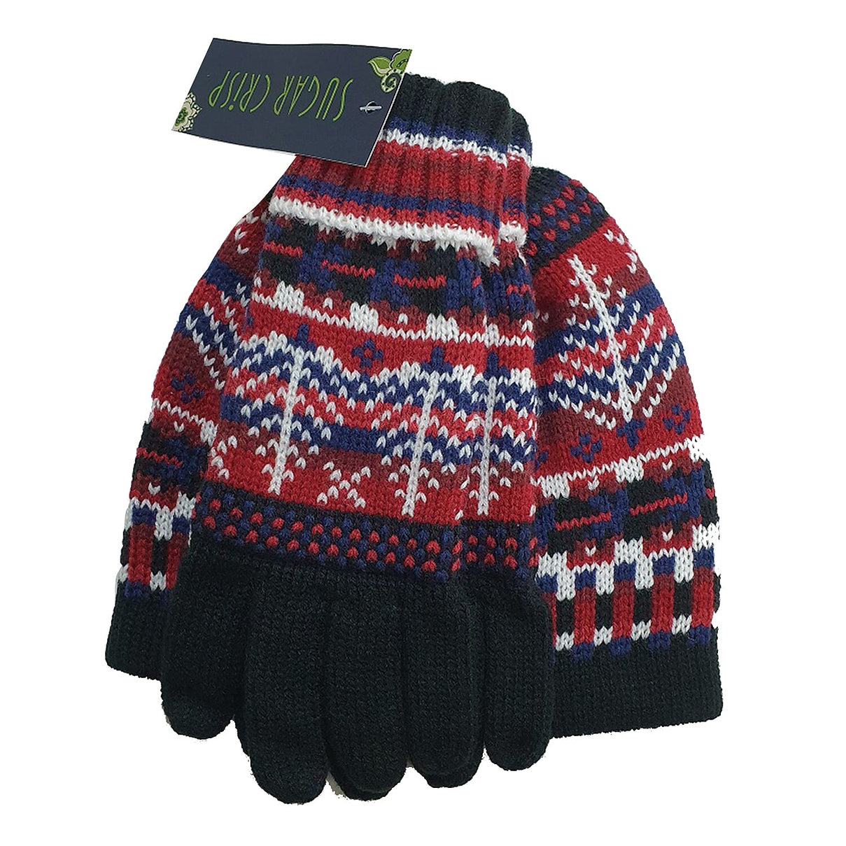 2 Piece Set - SUGARCRISP Ladies Novelty Hat And Gloves - Black and Multi 6717190 0