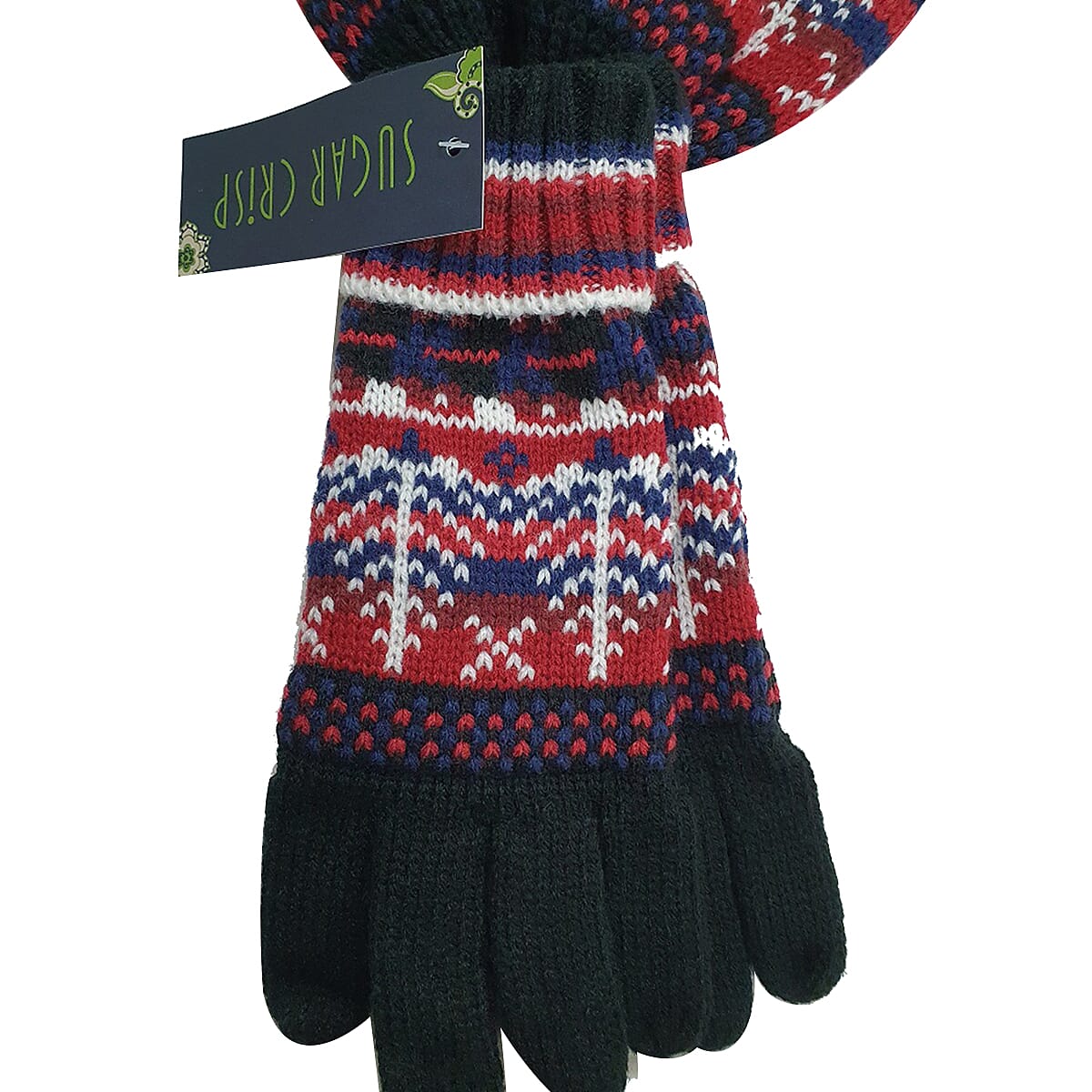 2 Piece Set - SUGARCRISP Ladies Novelty Hat And Gloves - Black and Multi 6717190 2
