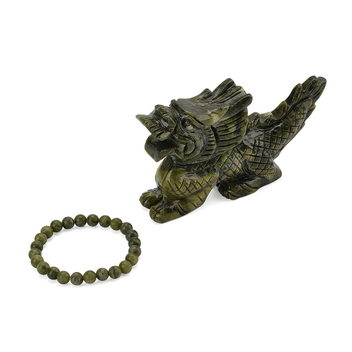 Free Standing Serpentine (Chinese Jade) Handcrafted Dragon Figurine with Free Bracelet 1995. Ct. 4413667 0