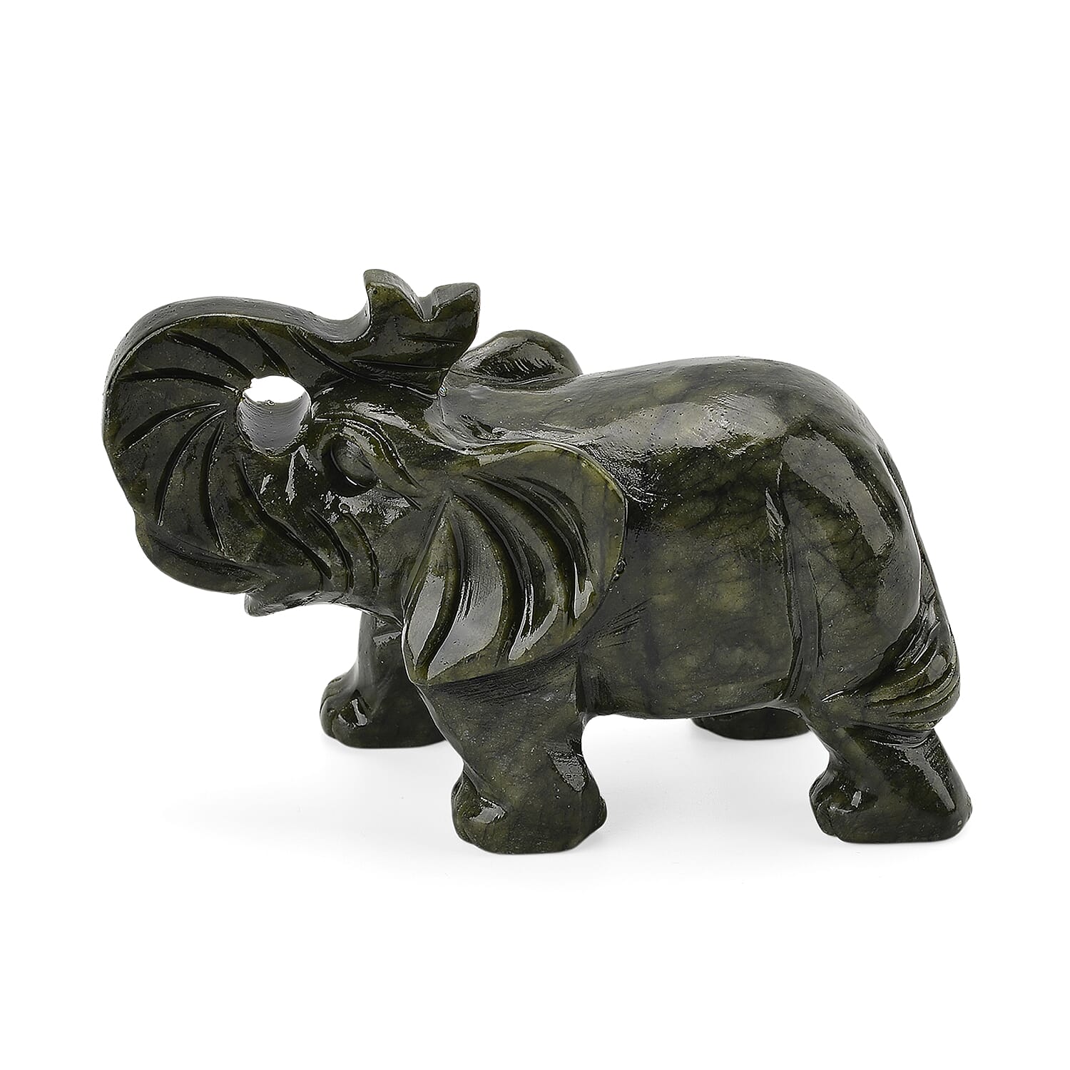Tucson Preview- Serpentine (Chinese Jade) Handcrafted Elephant Figurine with Free Bracelet 2595.00 Ct. 4413665 3
