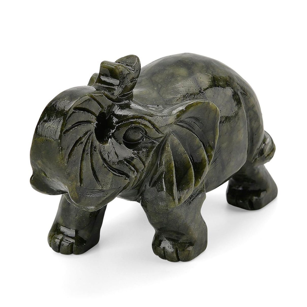 Tucson Preview- Serpentine (Chinese Jade) Handcrafted Elephant Figurine with Free Bracelet 2595.00 Ct. 4413665 4