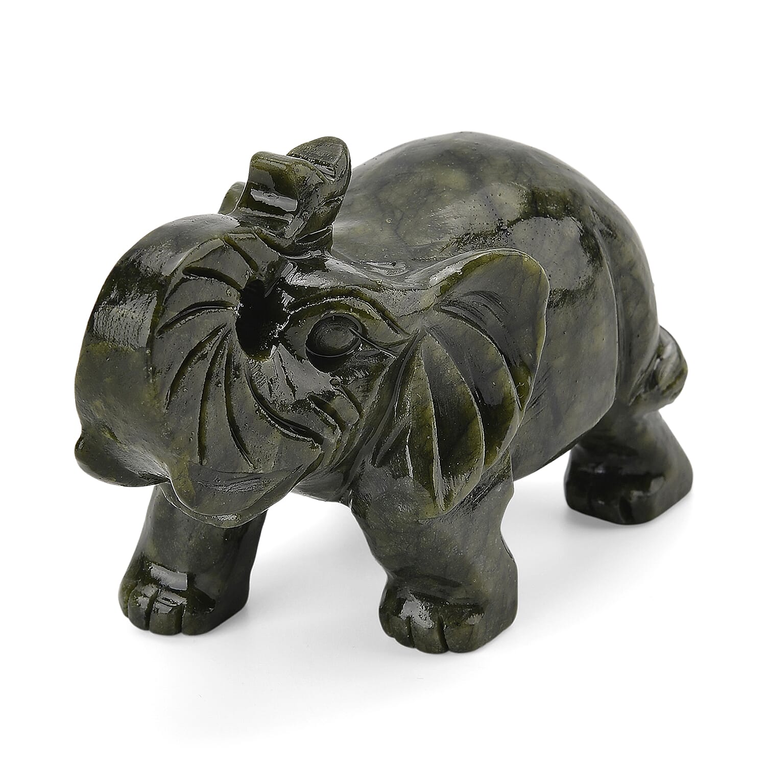 Tucson Preview- Serpentine (Chinese Jade) Handcrafted Elephant Figurine with Free Bracelet 2595.00 Ct. 4413665 4