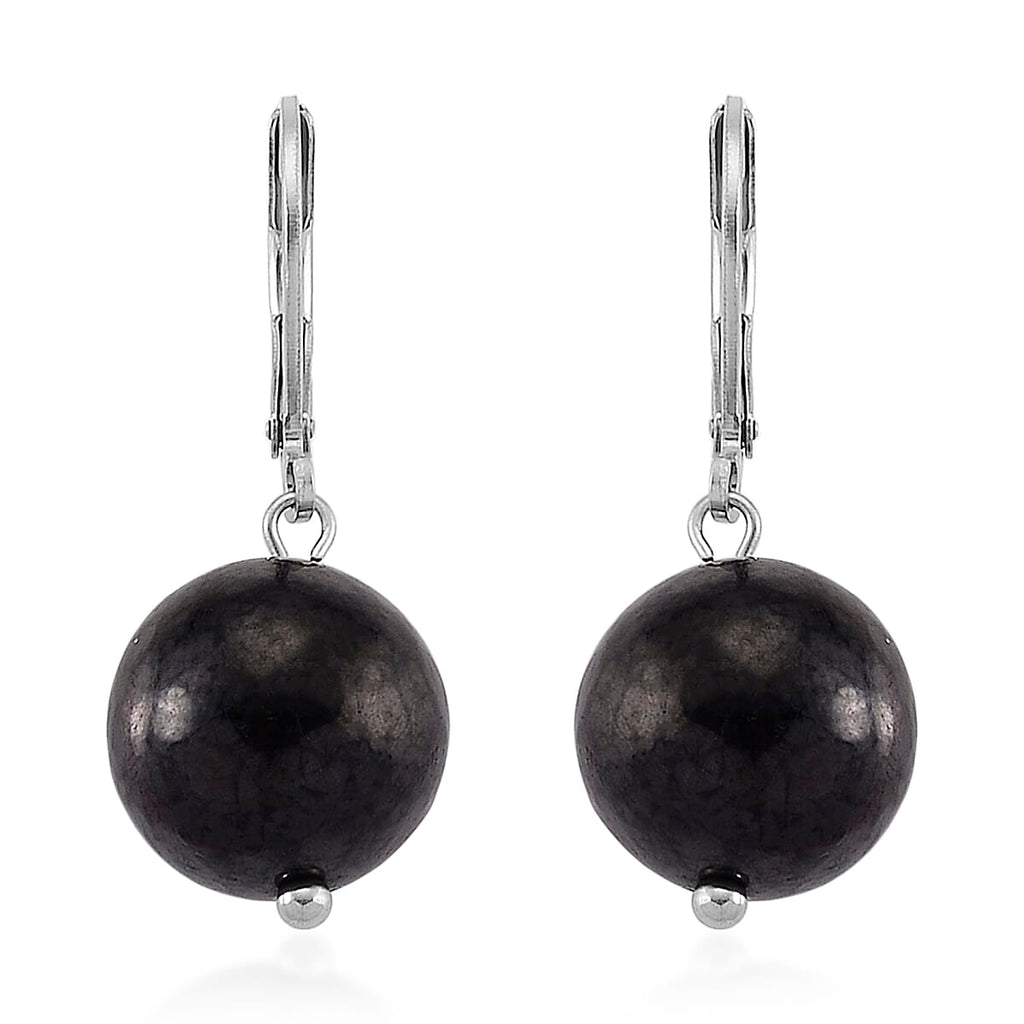 2 Piece Set - Natural Shungite Lever Back Earrings and Pendant with Chain (Size 20) 45.00 Ct.