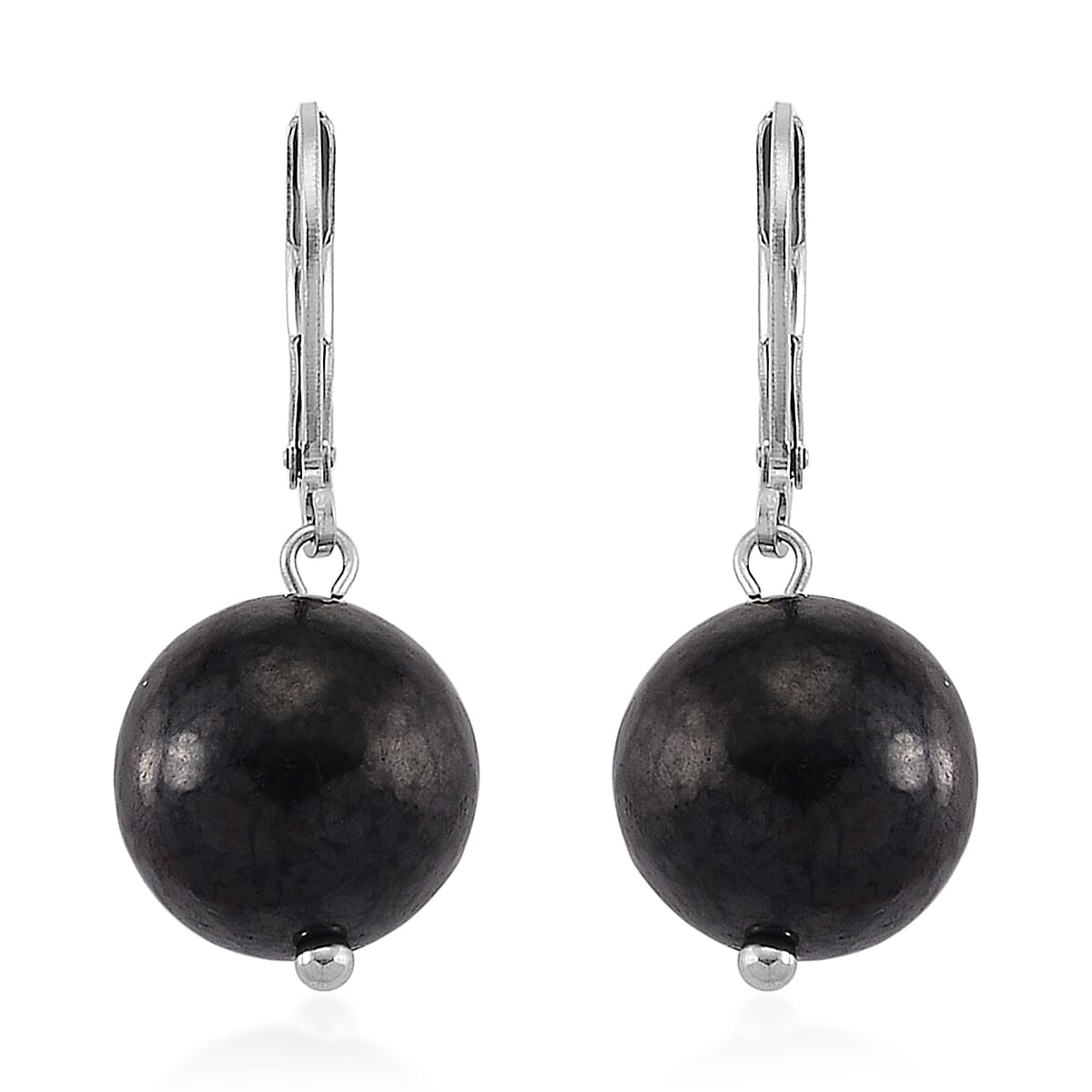 2 Piece Set - Natural Shungite Beads Lever Back Drop Earrings and Pendant with Chain (Size 20) 45.00 Ct. 4452481 7
