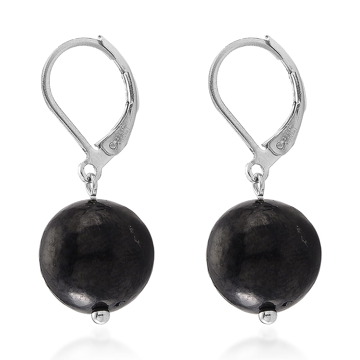 2 Piece Set - Natural Shungite Beads Lever Back Drop Earrings and Pendant with Chain (Size 20) 45.00 Ct. 4452481 8