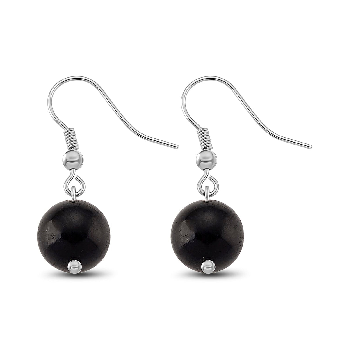 2 Piece Set - Natural Shungite Stone Necklace (Size 30 NE-Adjust) and Dangling Push Back Earring 110.00 Ct. 4412205 7