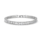 2 Piece Set - Simulated Diamond Bracelet (Size 7.5) and Hoop Earrings in Silver Tone