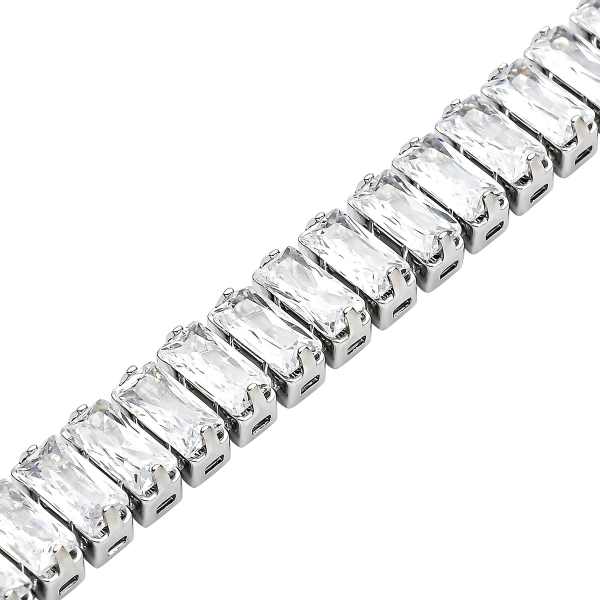 2 Piece Set - Simulated Diamond Bracelet (Size 7.5) and Hoop Earrings in Silver Tone 4074414 10
