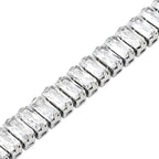 2 Piece Set - Simulated Diamond Bracelet (Size 7.5) and Hoop Earrings in Silver Tone