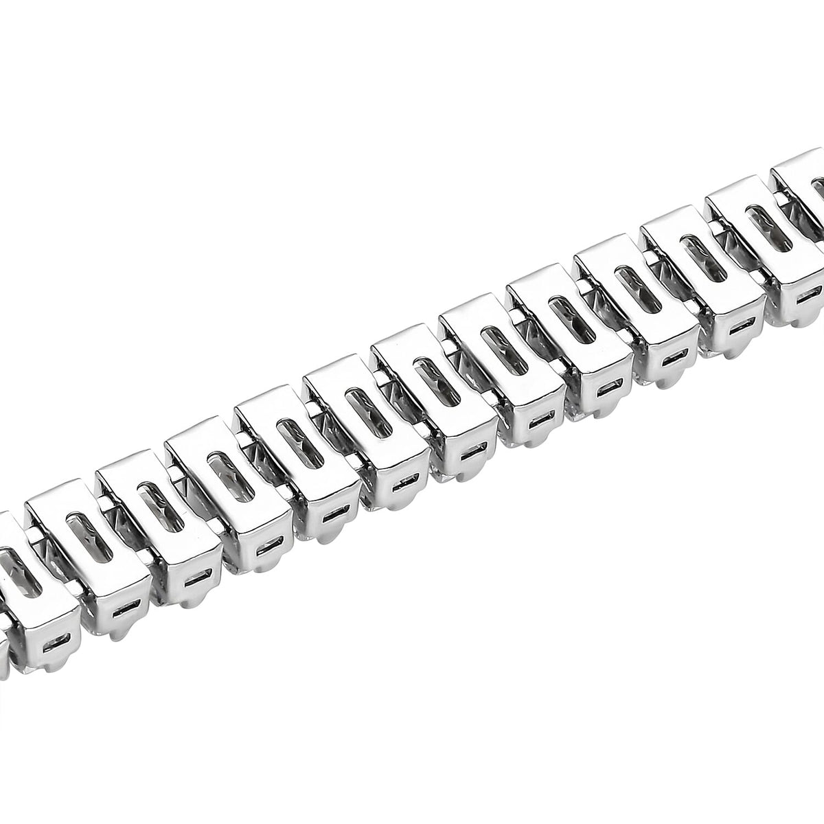 2 Piece Set - Simulated Diamond Bracelet (Size 7.5) and Hoop Earrings in Silver Tone 4074414 11