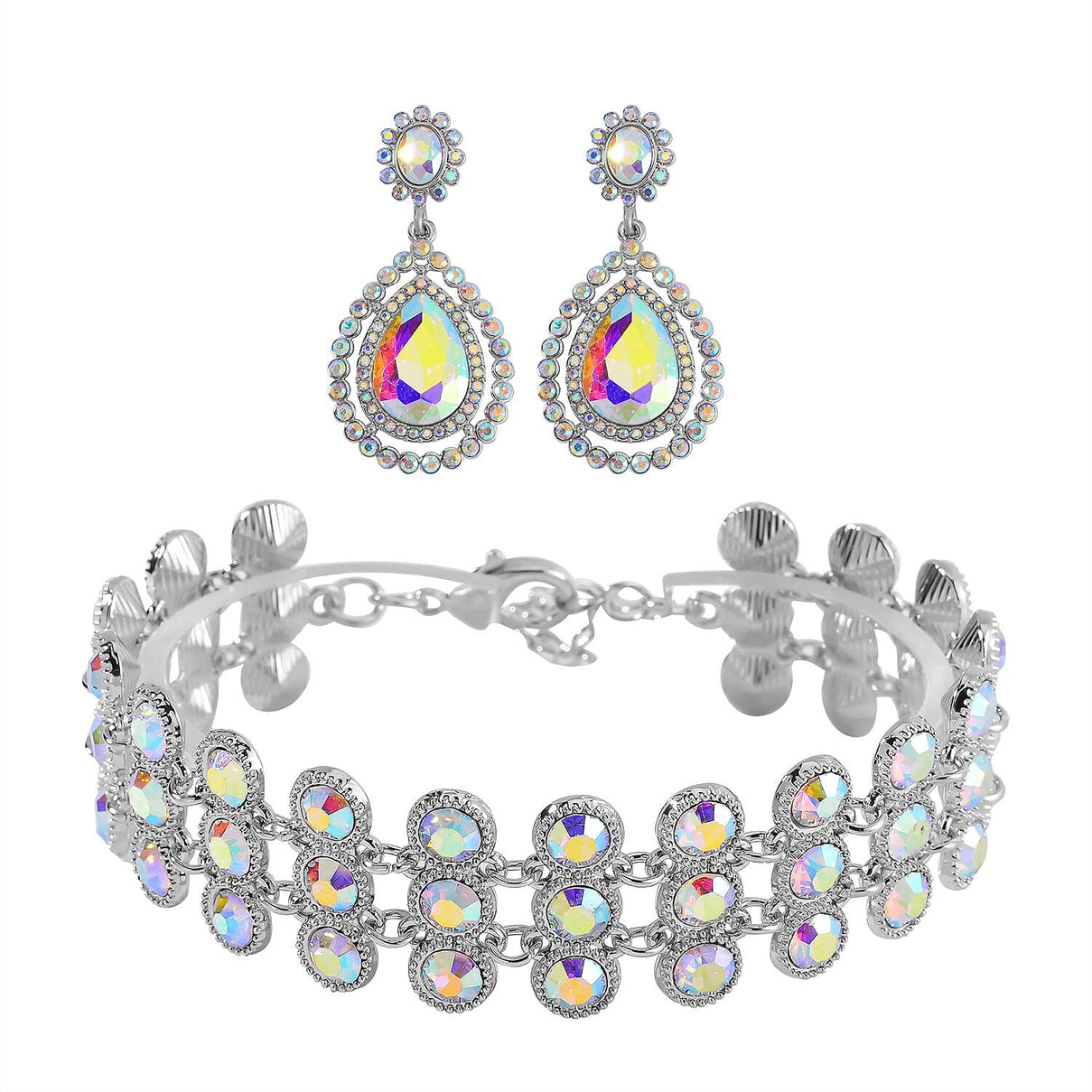 2 Piece Set - Mystic White Austrian Crystal Bracelet (Size 7.5-2) and  Dangle Earrings 4233993 0