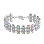 2 Piece Set - Mystic White Austrian Crystal Bracelet (Size 7.5-2) and  Dangle Earrings