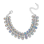 2 Piece Set - Mystic White Austrian Crystal Bracelet (Size 7.5-2) and  Dangle Earrings