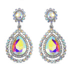 2 Piece Set - Mystic White Austrian Crystal Bracelet (Size 7.5-2) and  Dangle Earrings