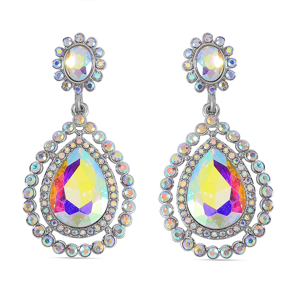 2 Piece Set - Mystic White Austrian Crystal Bracelet (Size 7.5-2) and  Dangle Earrings 4233993 5