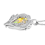 2 Piece Set -  Simulated Mystic White Austrian Crystal & White Austrian Crystal Heart Necklace (Size 20-2) and Earrings