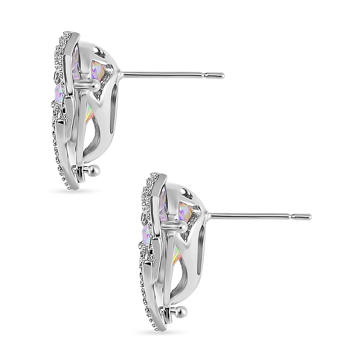 2 Piece Set -  Simulated Mystic White Austrian Crystal &amp; White Austrian Crystal Heart Necklace (Size 20-2) and Earrings 4249431 7