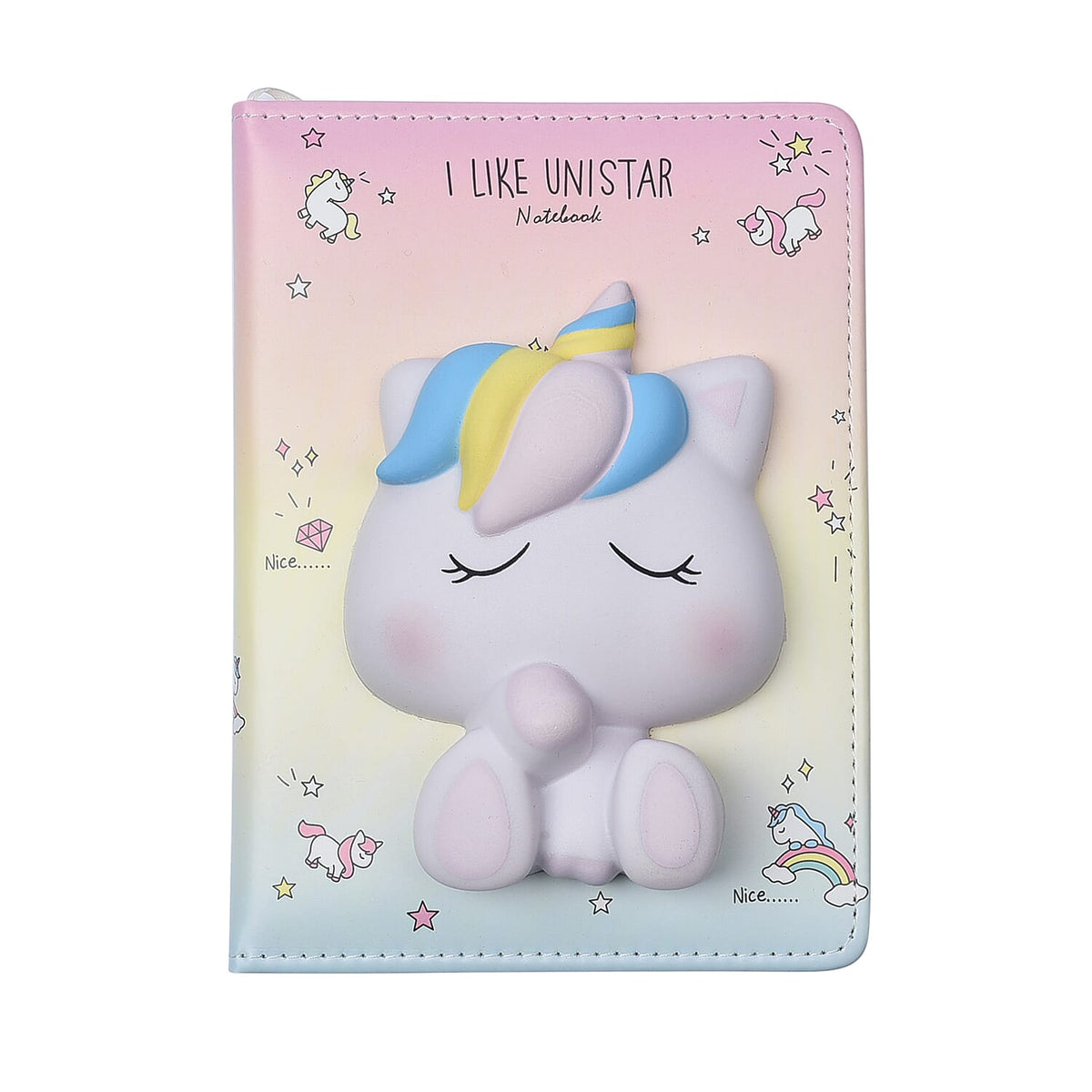 2 Piece Set - Squishy Toy Unicorn Notebook and Pen - Pink, Yellow and Blue 6717286 2