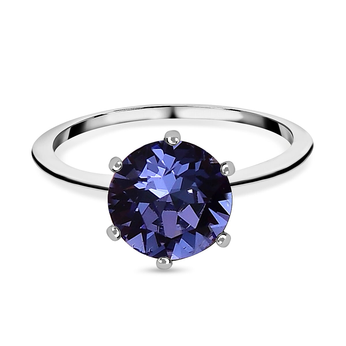 2 Piece Set - Tanzanite Austrian Crystal Ring &amp; Pendant in Sterling Silver with Stainless Steel Chain (Size 20) 3.32 Ct. 4166198 3