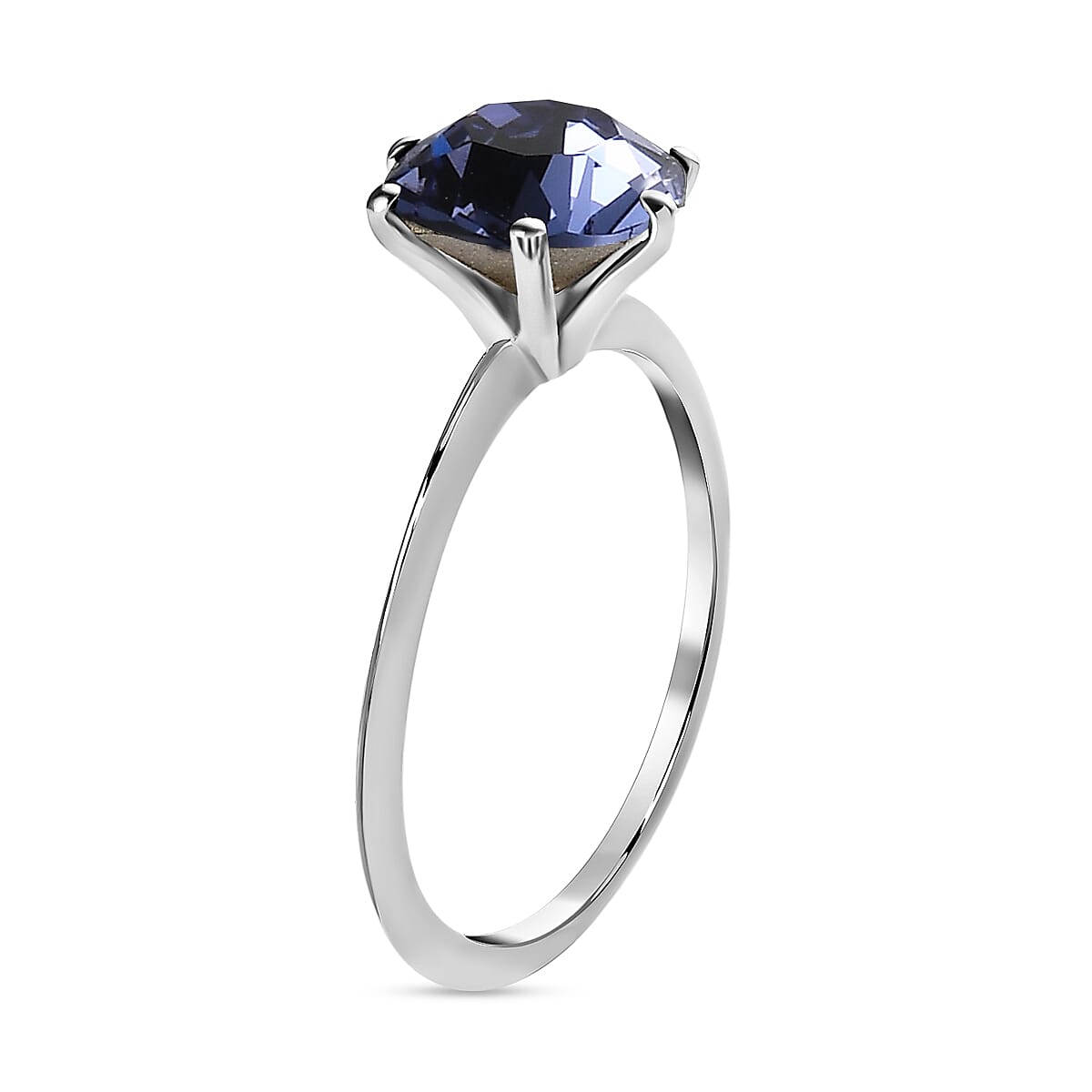 2 Piece Set - Tanzanite Austrian Crystal Ring &amp; Pendant in Sterling Silver with Stainless Steel Chain (Size 20) 3.32 Ct. 4166198 4