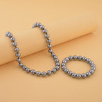 Terahertz Beads Necklace (Size 18-2) in Sterling Silver with free bracelet