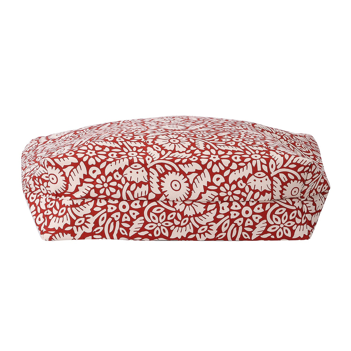 2 Piece Set - Floral Pattern Handbag and Hat with Zipper Closure - Red and White 6260299 4