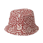 2 Piece Set - Viscose Handbag Floral Matching Stripe Pattern Hat & Tote Bag with Zipper Closure - Red & White