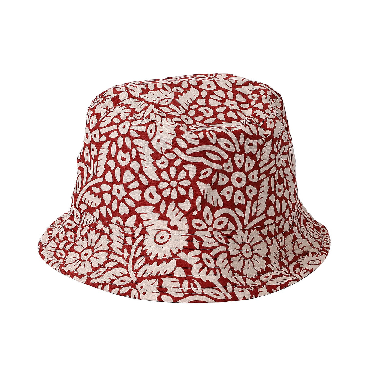2 Piece Set - Floral Pattern Handbag and Hat with Zipper Closure - Red and White 6260299 6