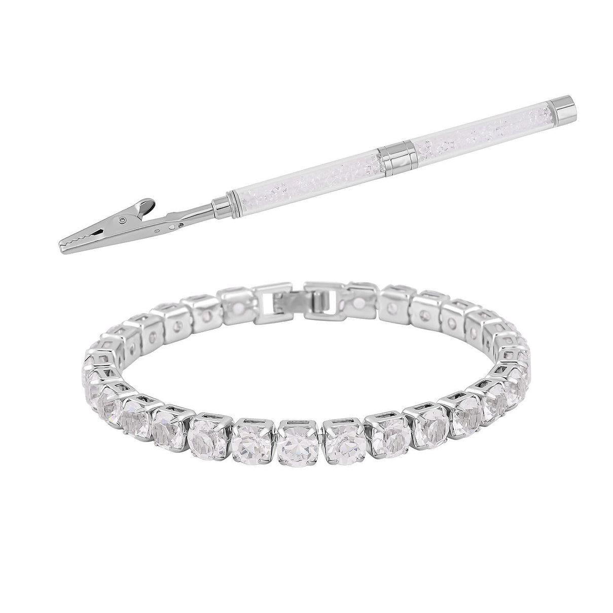 2 Piece Set -  White Austrian Crystal Bracelet (Size 7.5 with Bracelet Buddy) 4128220 0
