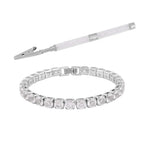 2 Piece Set -  White Austrian Crystal Bracelet (Size 7.5 with Bracelet Buddy)