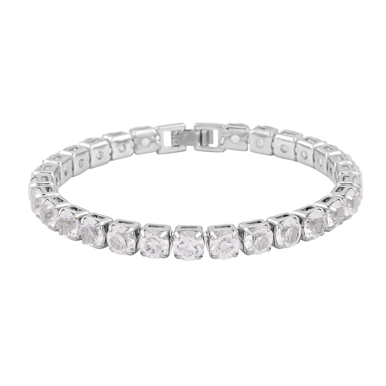 2 Piece Set -  White Austrian Crystal Bracelet (Size 7.5 with Bracelet Buddy) 4128220 2