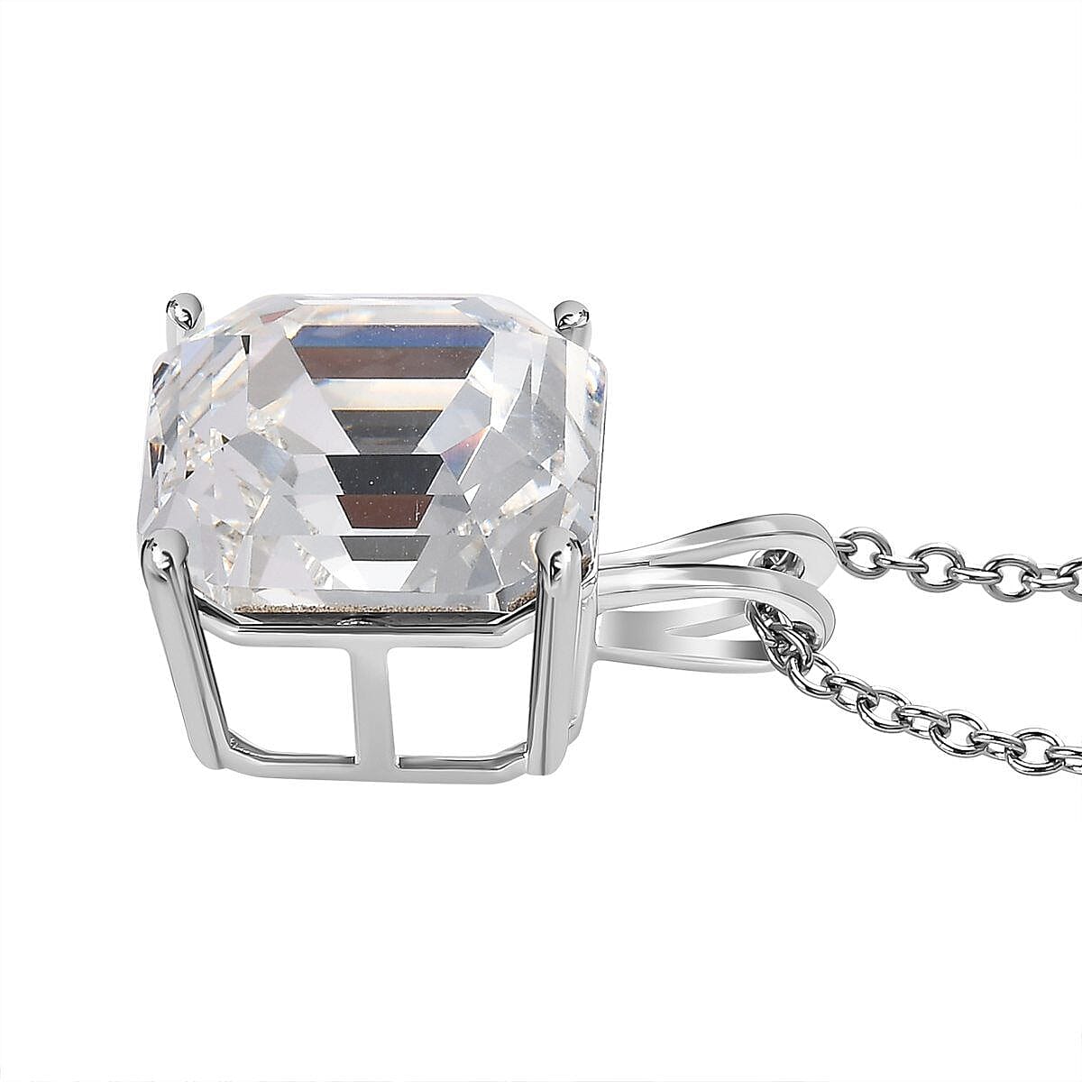 White Austrian Crystal Solitaire Sterling Silver Pendant with Brass Chain (Size 20) with Lobster Clasp 4401222 3