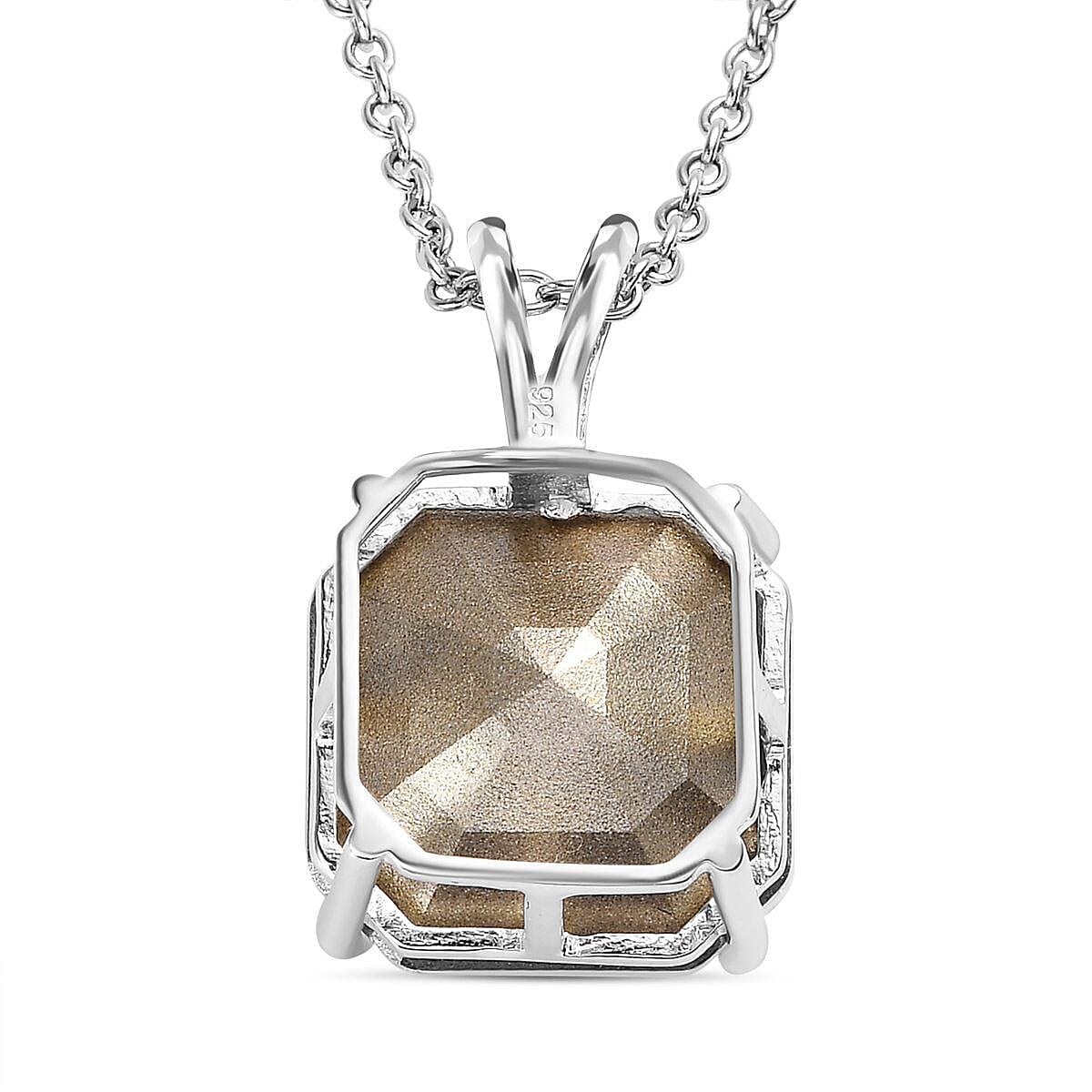 White Austrian Crystal Solitaire Sterling Silver Pendant with Brass Chain (Size 20) with Lobster Clasp 4401222 4