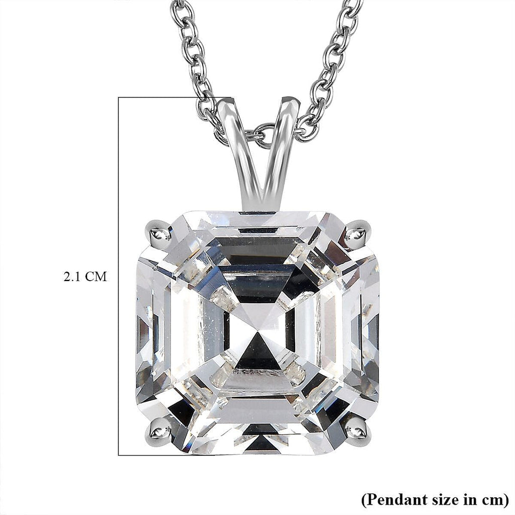 White Austrian Crystal Solitaire Sterling Silver Pendant with Free Chain (Size 20) with Lobster Clasp