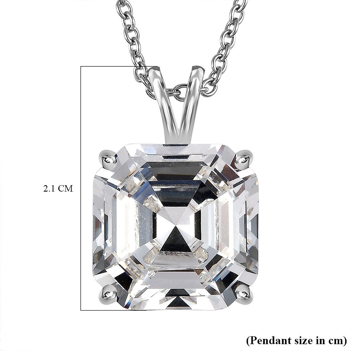 White Austrian Crystal Solitaire Sterling Silver Pendant with Brass Chain (Size 20) with Lobster Clasp 4401222 6