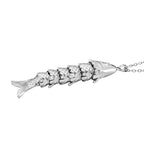 2 Piece Set - White Crystal Fish Earring with Push Back & Pendant with Chain (Size 20 - 2 Ext) in Silver Colour Tone