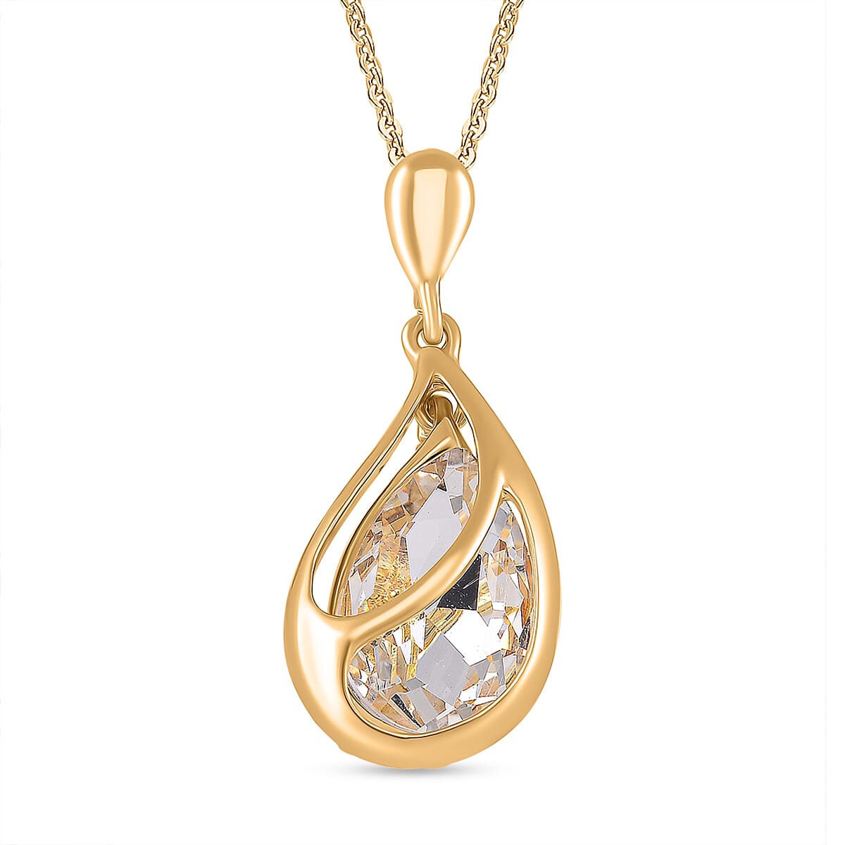 2 Piece Set - White Crystal Necklace (Size - 20-2 Ext) &amp; Earrings with Push Back 4282986 2