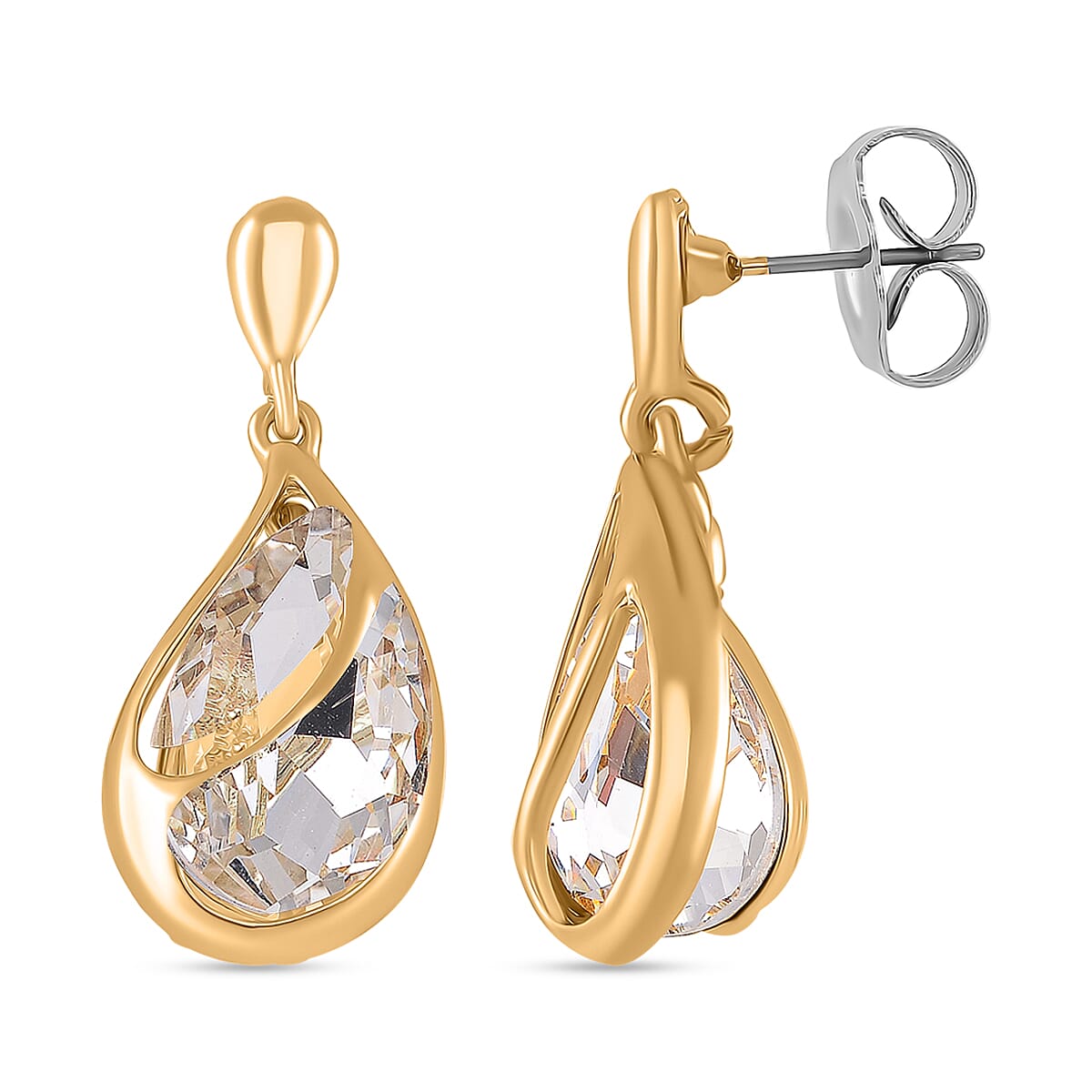 2 Piece Set - White Crystal Necklace (Size - 20-2 Ext) &amp; Earrings with Push Back 4282986 6