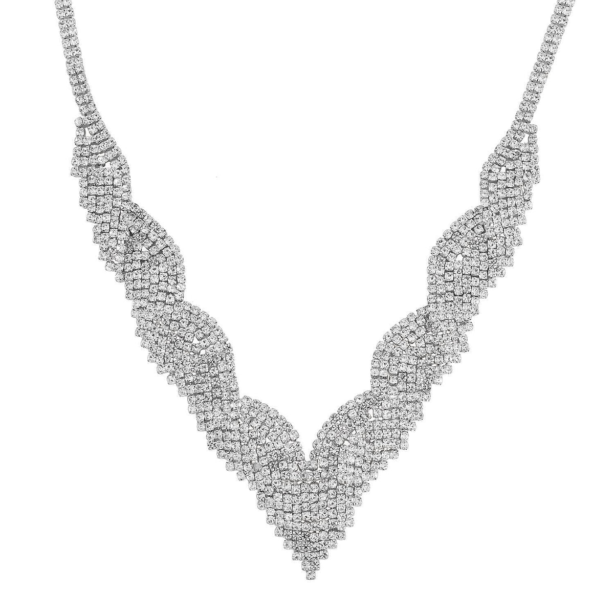 2 Piece Set - Austrian White Crystal Necklace (Size 20-2 inch Ext.) and Earrings in Silver Tone 4218931 3