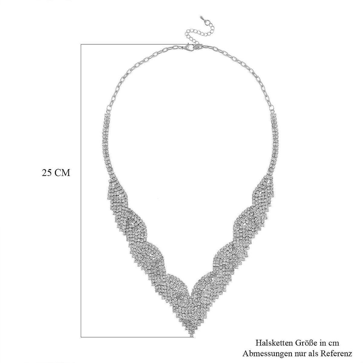 2 Piece Set - Austrian White Crystal Necklace (Size 20-2 inch Ext.) and Earrings in Silver Tone 4218931 5